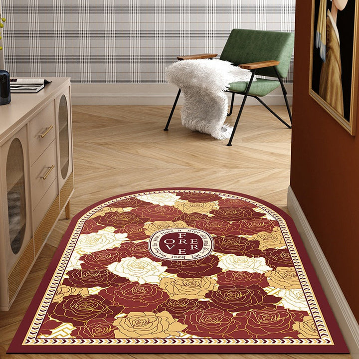 Half-Round Rose Patterned Entryway Mat