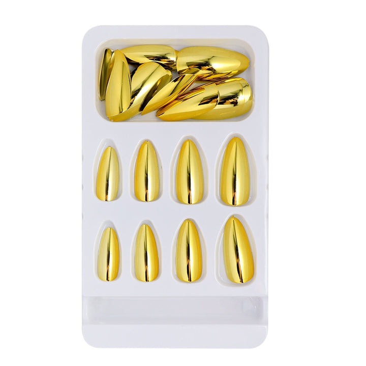 Glossy Metallic Almond-Shaped Press-On Nails Kalsten