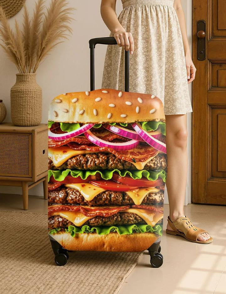 Unisex nan hard shell suitcase cover with stretch travel motif print, zipper opening and scratch-resistant protection Kalsten
