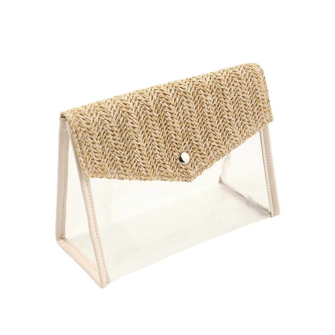 Elegant and Stylish Shoulder Bag Made of Spacious Transparent Material with Woven Lid Kalsten
