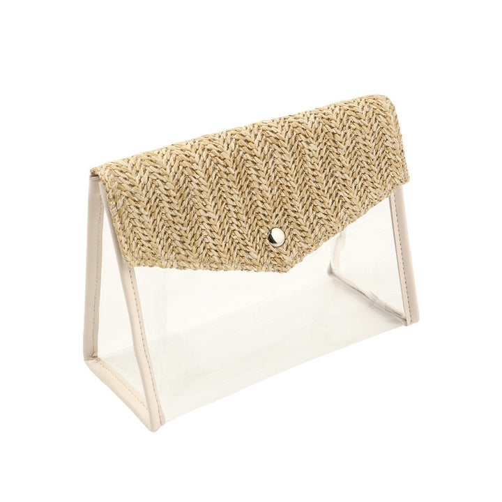 Elegant and Stylish Shoulder Bag Made of Spacious Transparent Material with Woven Lid Kalsten