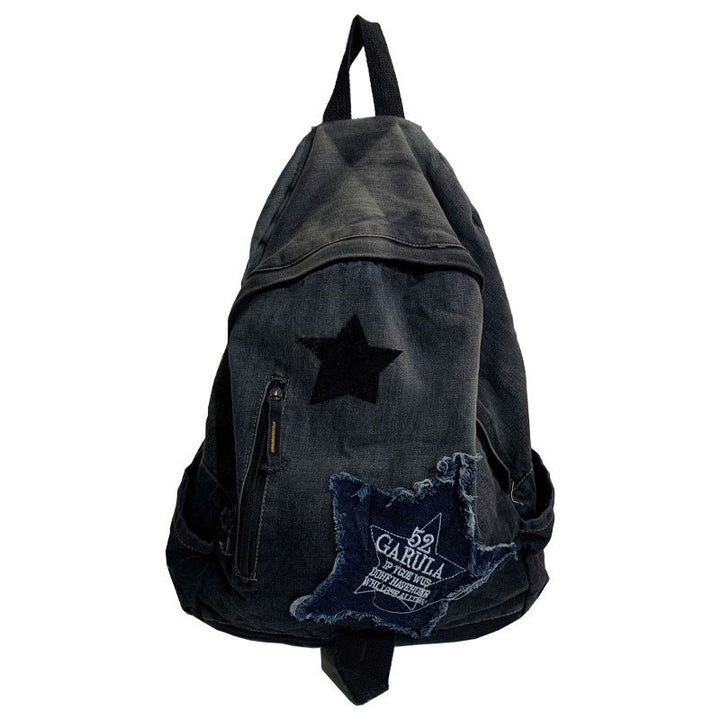 Denim Star Appliqué Casual School Backpack Kalsten