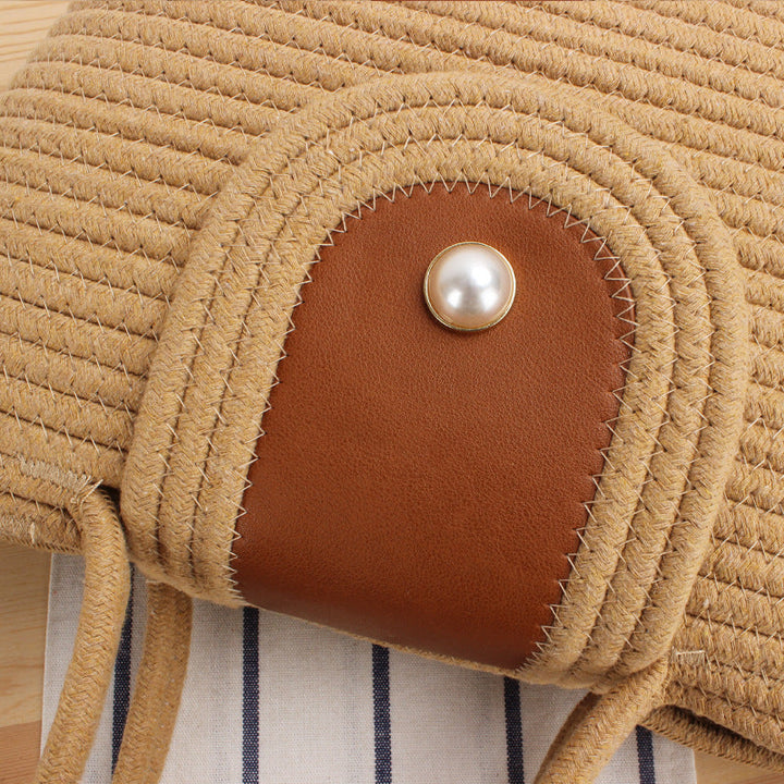 Elegant basket bag with leather flap closure Kalsten