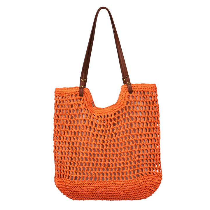 Handwoven cotton bag with leather handles Kalsten