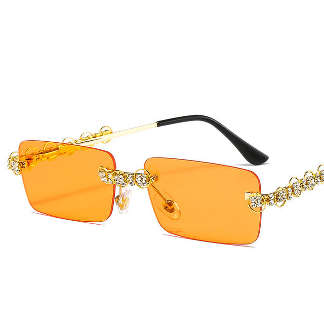 Women's designer sunglasses with sparkling frame and rectangular lenses Kalsten