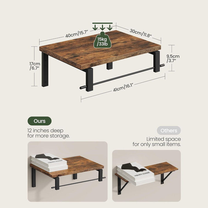 Wall shelf with industrial wood-metal design Kalsten