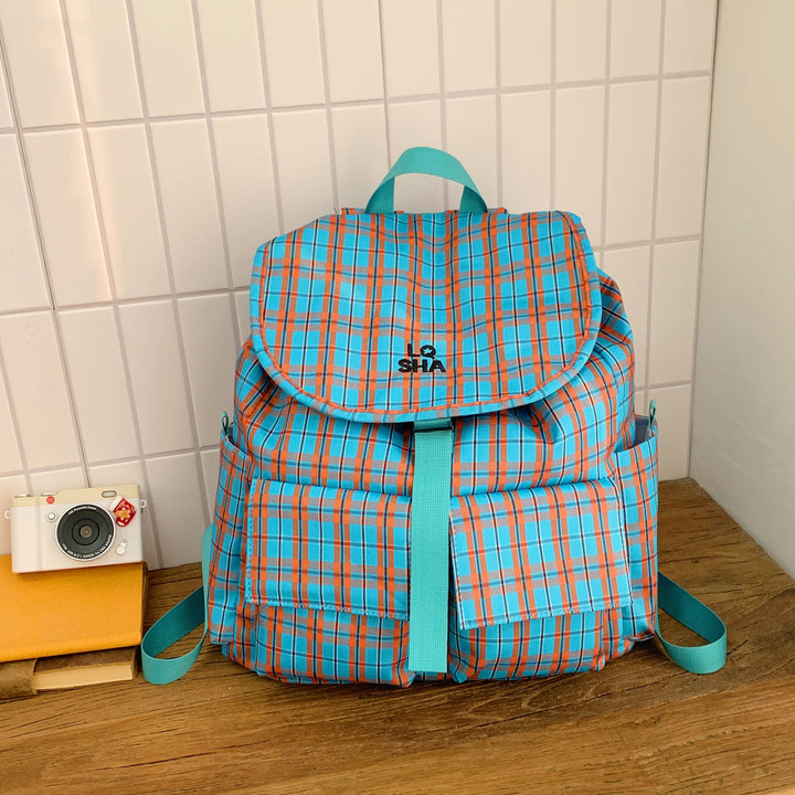 Checked Pattern Backpack