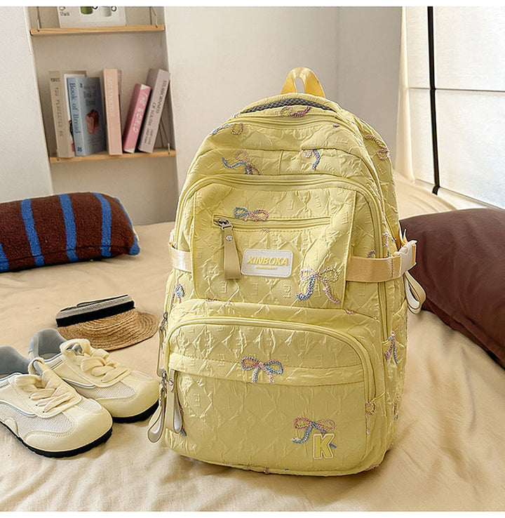 Decorative Embellished Quilted School Backpack