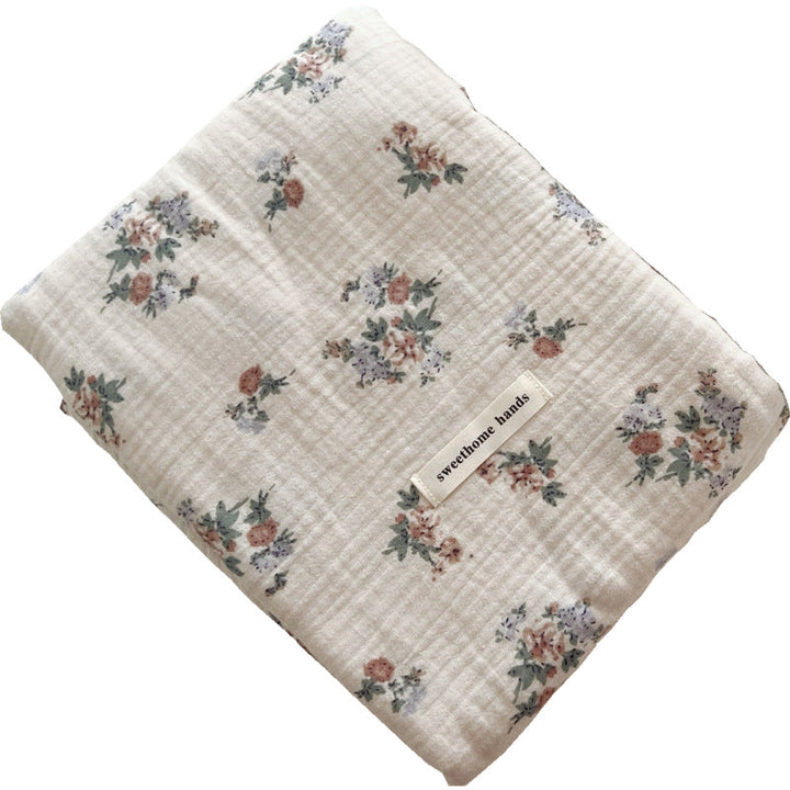 Unisex Cotton Muslin Blanket with Floral Design and Ruffle Details Kalsten