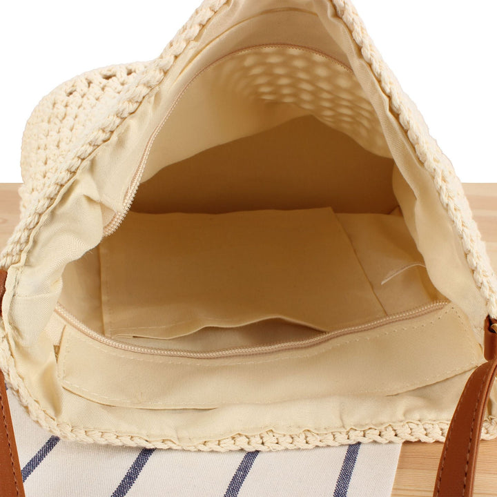Handbag made of hand-knotted natural material with leather accents Kalsten