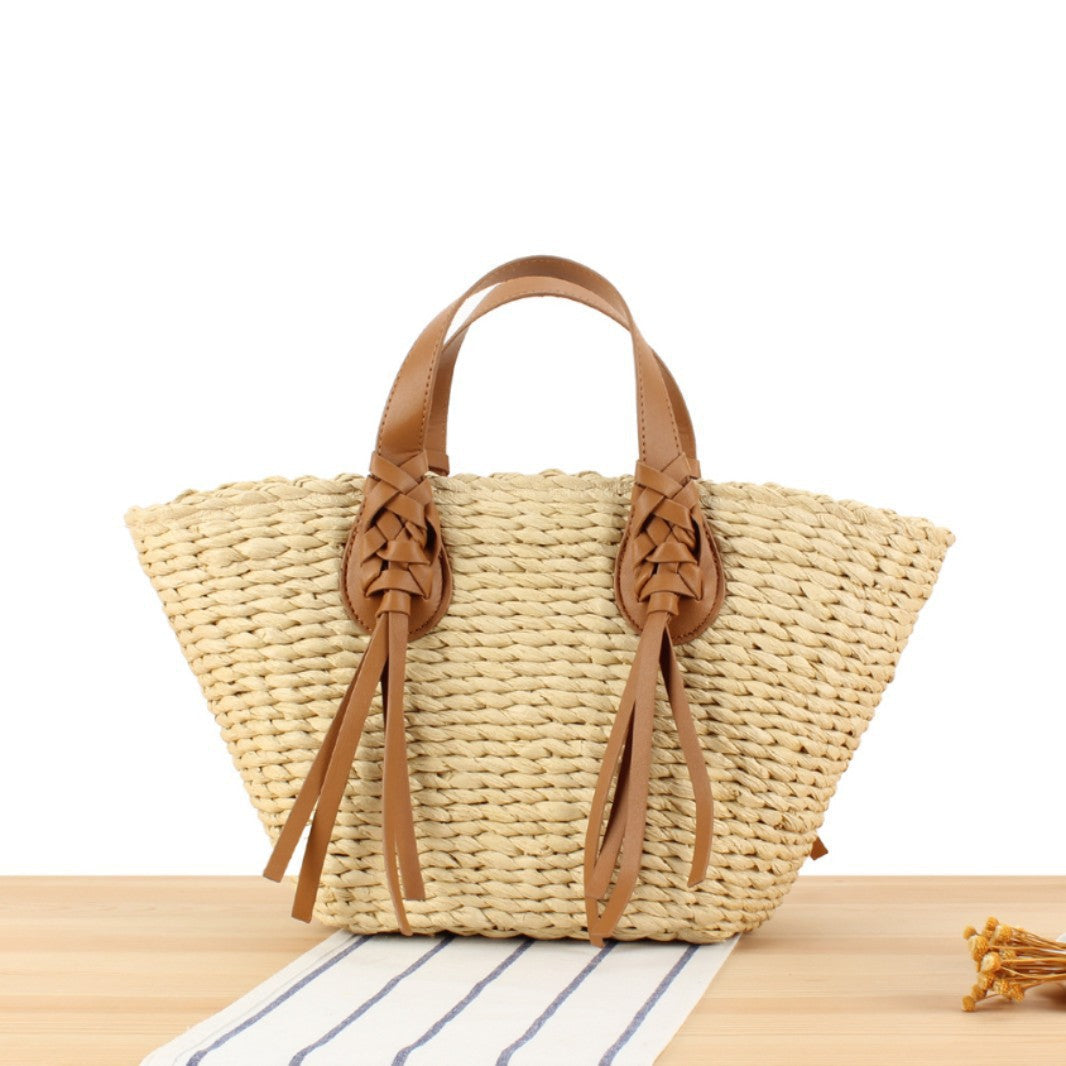 Braided Bast Bag with Leather Straps Kalsten