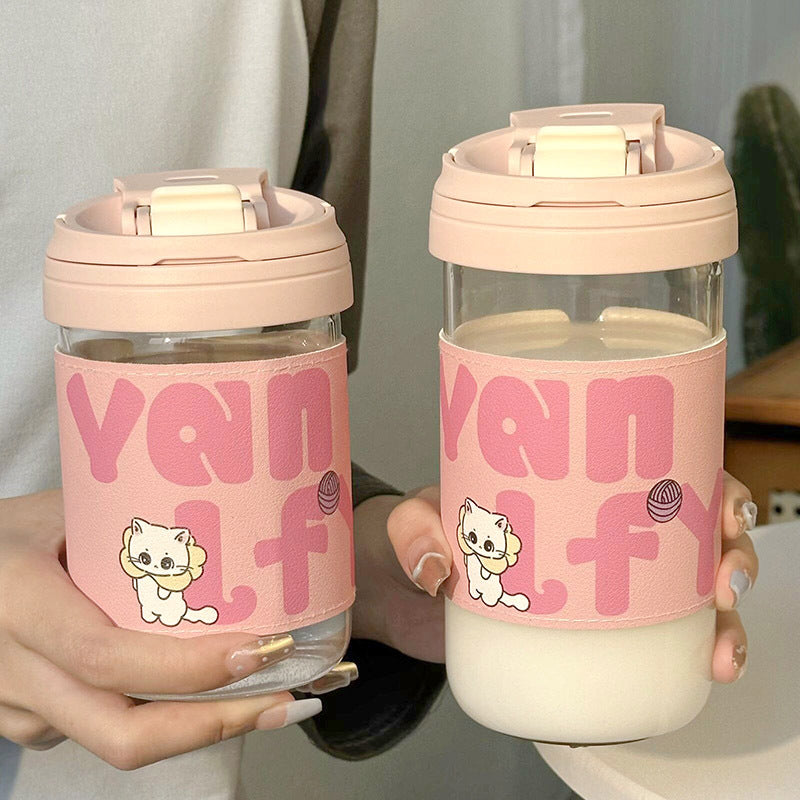 Ladies Insulated Drinking Cup with secure flip closure and cute cat design Kalsten