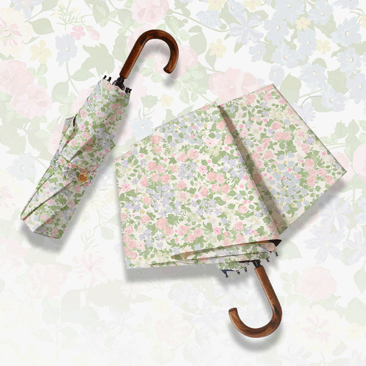 Women Folding Umbrella with Exquisite Floral Design Kalsten