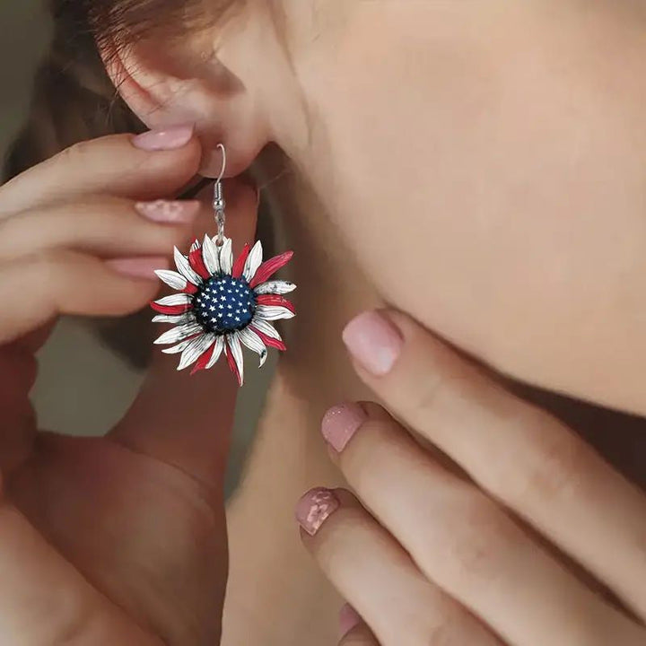 Women's hand-painted sunflower earrings in flag design made of lightweight metal Kalsten