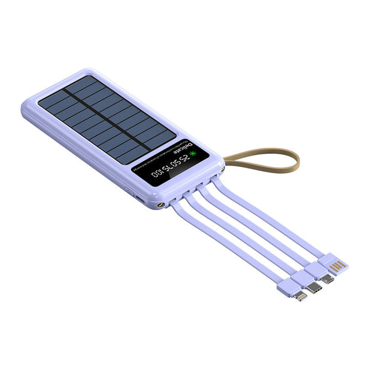 Solar power bank with integrated light and multifunctional USB charging cable Kalsten