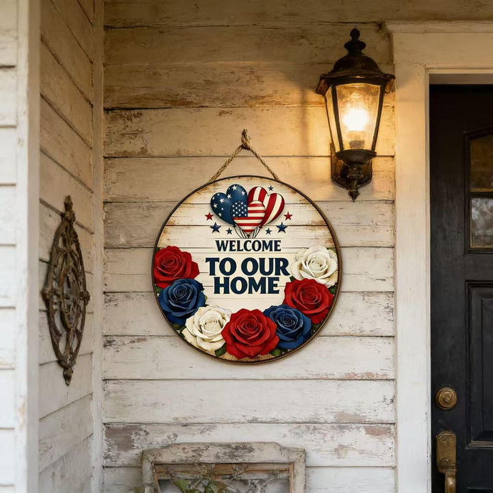 Unisex decorative satin door wreath with star pattern and multi-layered flower look Kalsten