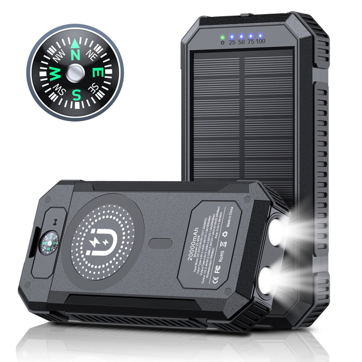 Portable Solar Power Bank with LED Light and Compass Kalsten