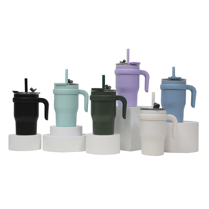 Unisex Insulated Reusable Cup with Flexible Straw and Convenient Handle Kalsten