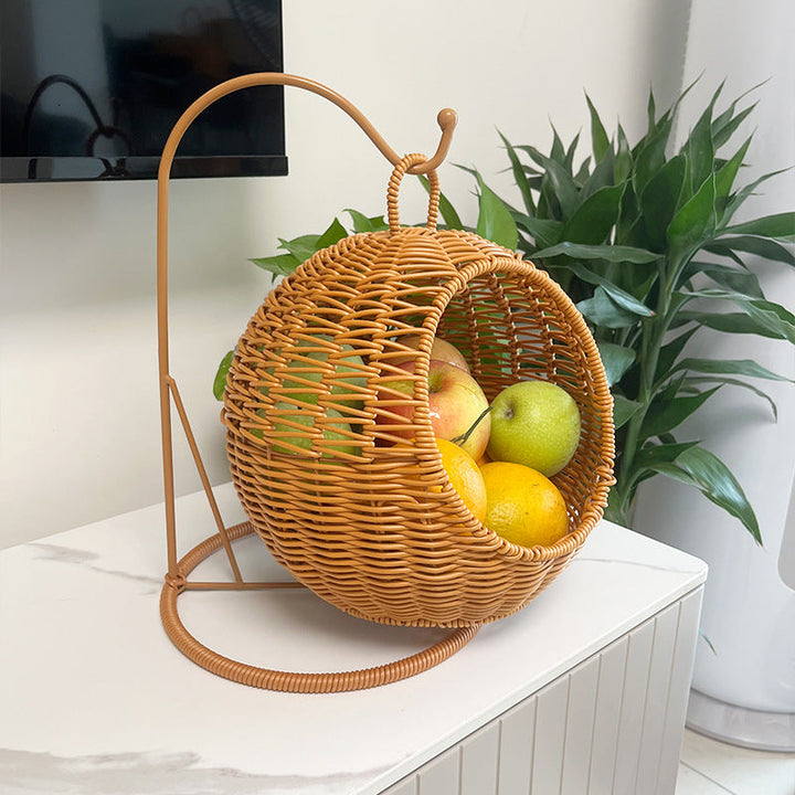 Women's Round Braided Basket with Stand Kalsten