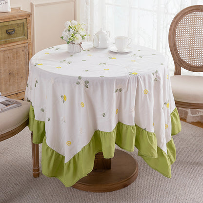 Elegant Floral Embroidered Tablecloth
