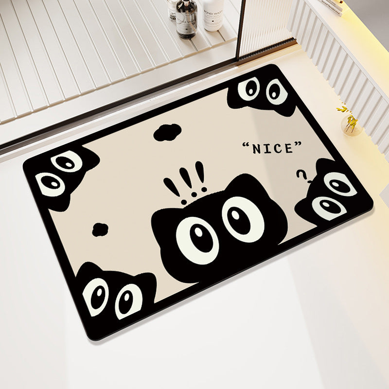 Cartoon Cat-Themed Bath Rug Acalora