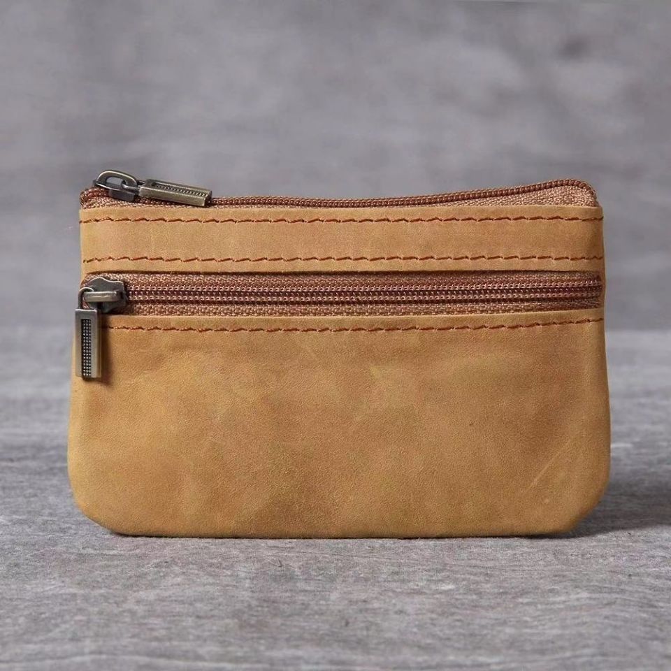 Compact Leather Zippered Coin Pouch Kalsten