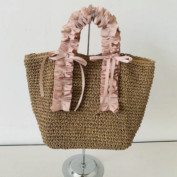 Crocheted beach bag with elegant satin accents Kalsten