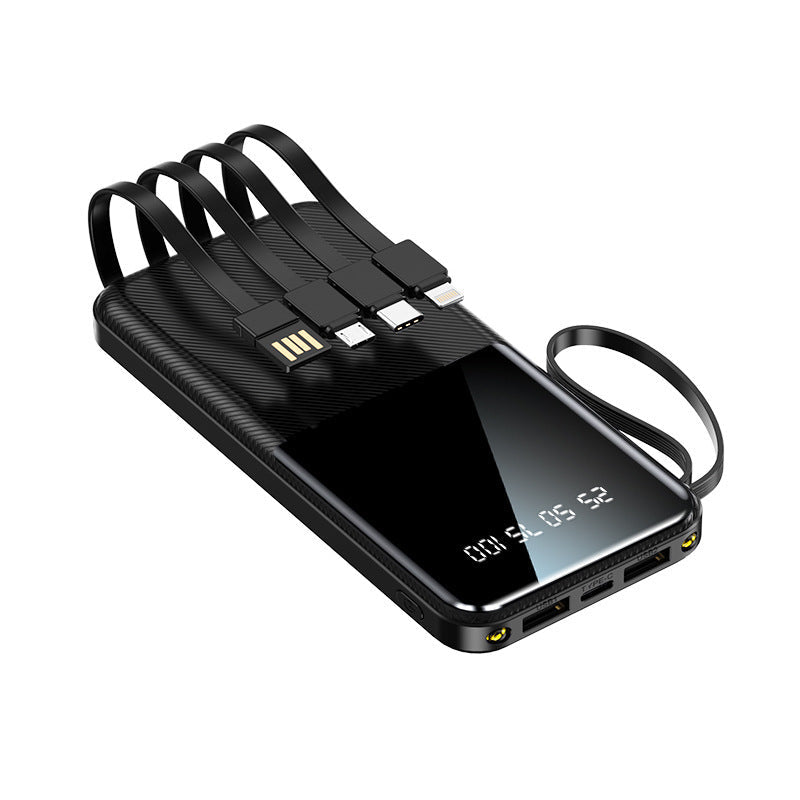 Portable power bank with multifunctional connection and integrated charging cables Kalsten
