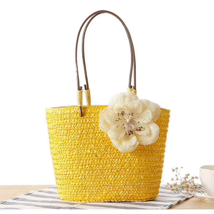 Beach bag with decorative flower detail embellishment Kalsten
