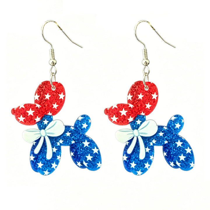 Ladies nan Statement bow earrings made of acrylic with glittering star stripe design and round studs Kalsten