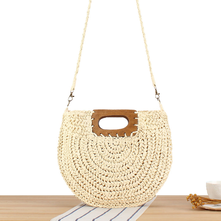 Macrame Crossbody Bag with Wooden Handle Kalsten