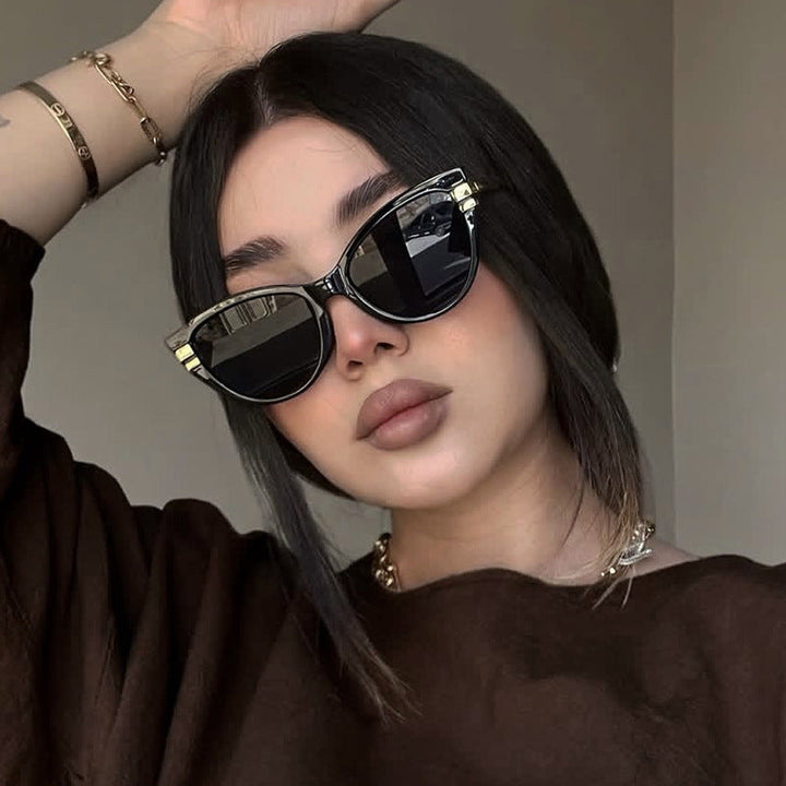Ladies Cat-Eye Sunglasses with Elegant Plastic Frame and Golden Accents Kalsten