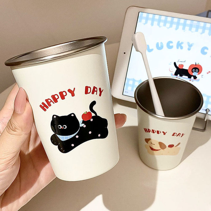 Stainless Steel Drinking Cup with Cheerful Dog Design Kalsten