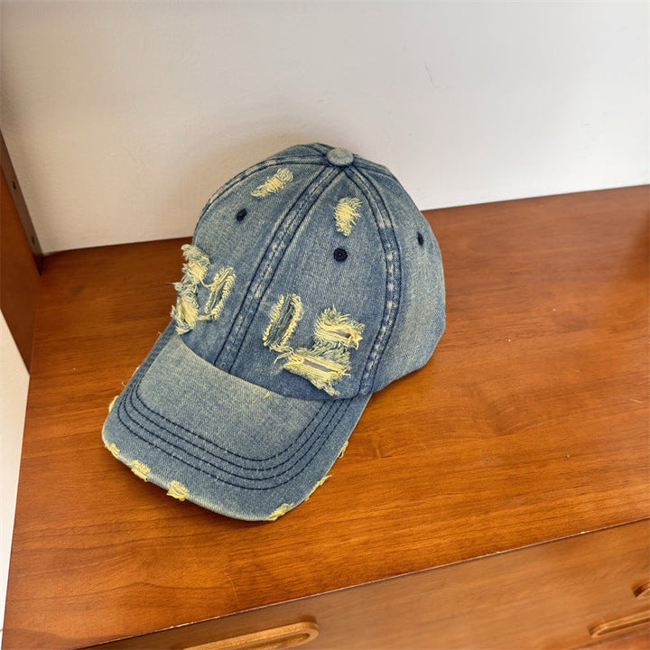 Women's Distressed Denim Adjustable Baseball Cap Kalsten