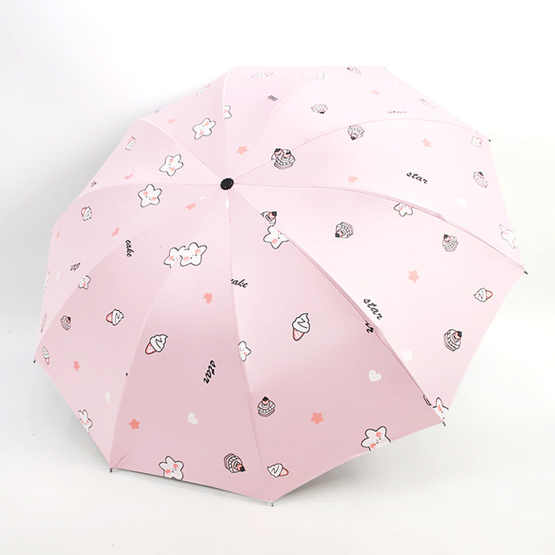 Women's Folding Umbrella with Playful Dessert Motif Kalsten