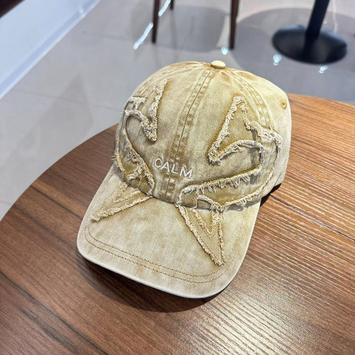 Unisex Distressed Denim Embroidered Cap Kalsten
