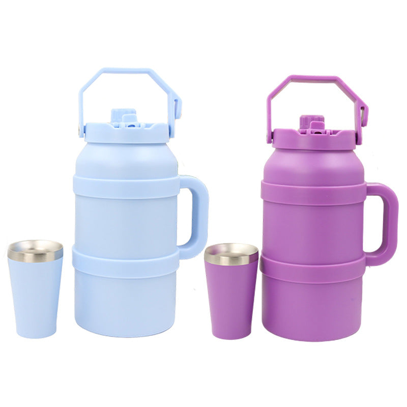 Ladies Insulated Stainless Steel Thermo Bottle with Practical Carry Handle Kalsten