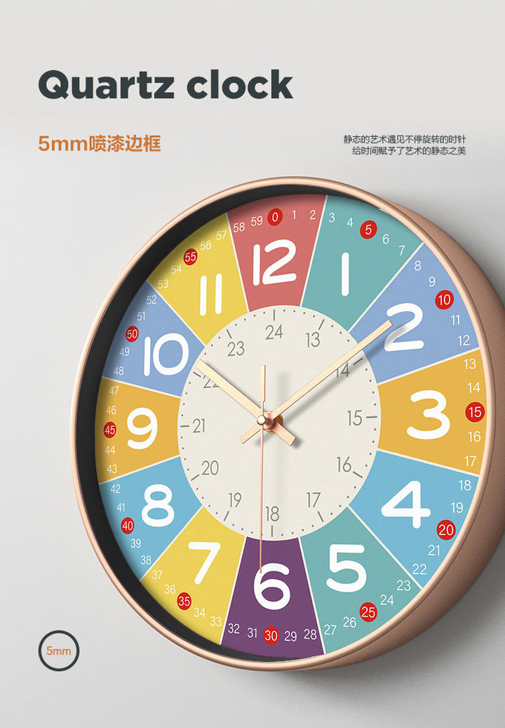Color Time Silent Kids Clock – Soundless Wall Clock with Educational Design | Kalsten