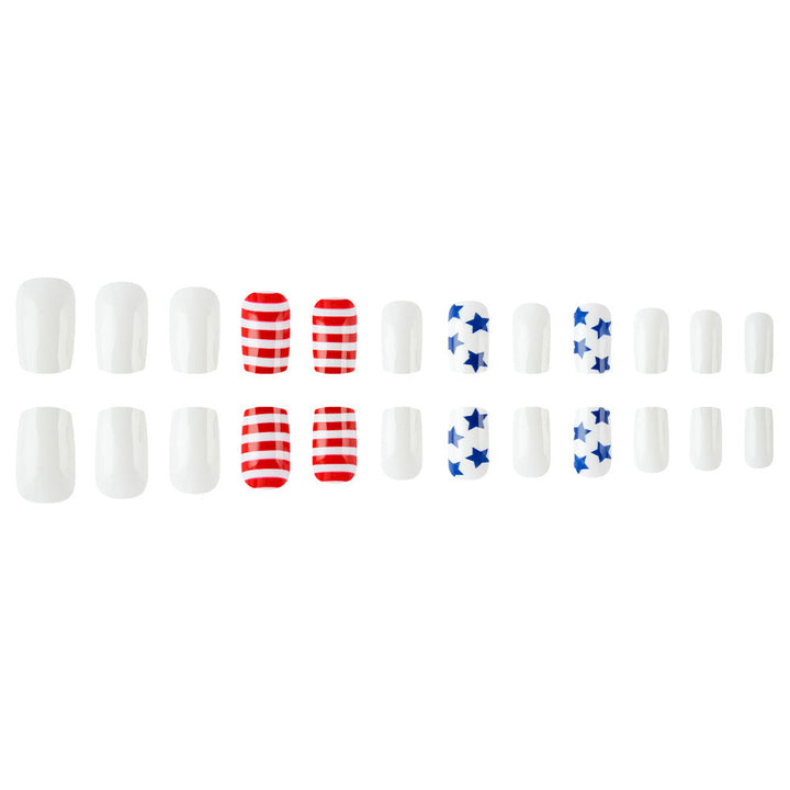 Women's nan patriotic press-on manicure kit with glossy gel finish and long coffin shape Kalsten