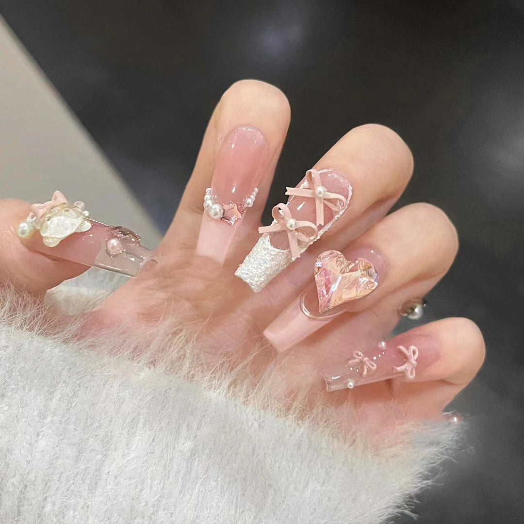 Artisan Floral Embellished Press-On Nail Set Kalsten