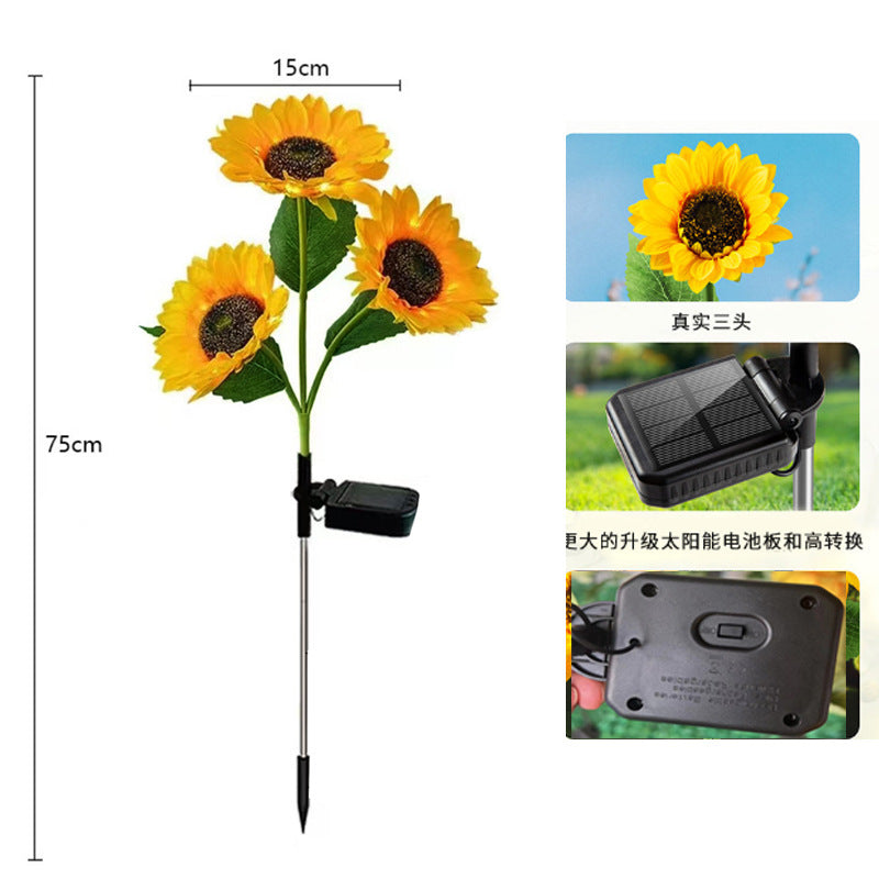Solar-Powered Outdoor Garden Stake Lights With Realistic Sunflower Blooms And Waterproof Solar Controller Kalsten