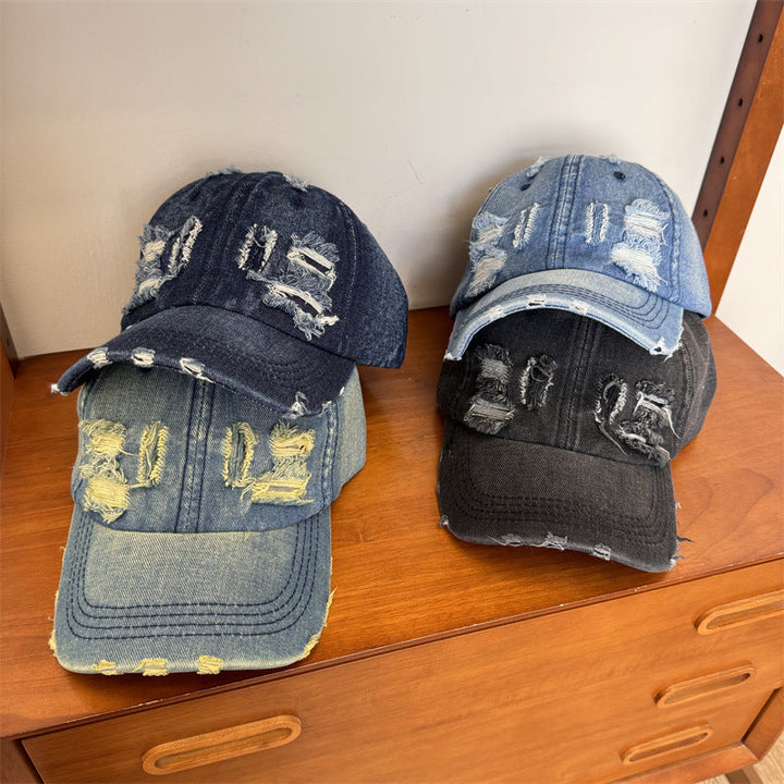 Women's Distressed Denim Adjustable Baseball Cap Kalsten