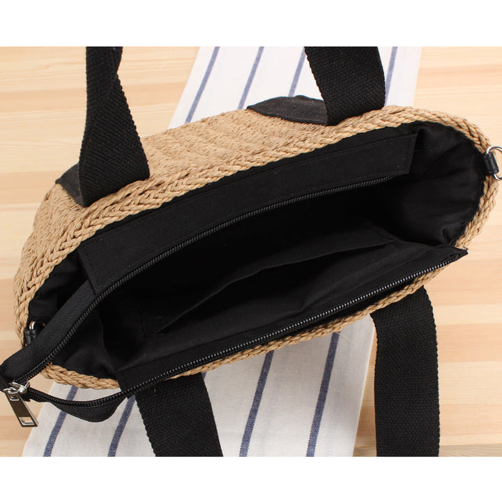 Handbag made of braided natural material with adjustable shoulder strap Kalsten