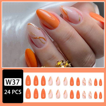 Artificial Nail Set with Glamorous Marbled Design Acalora