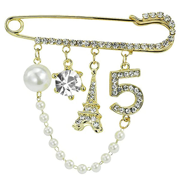 Elegant Brooch with Pearls and Rhinestones Kalsten