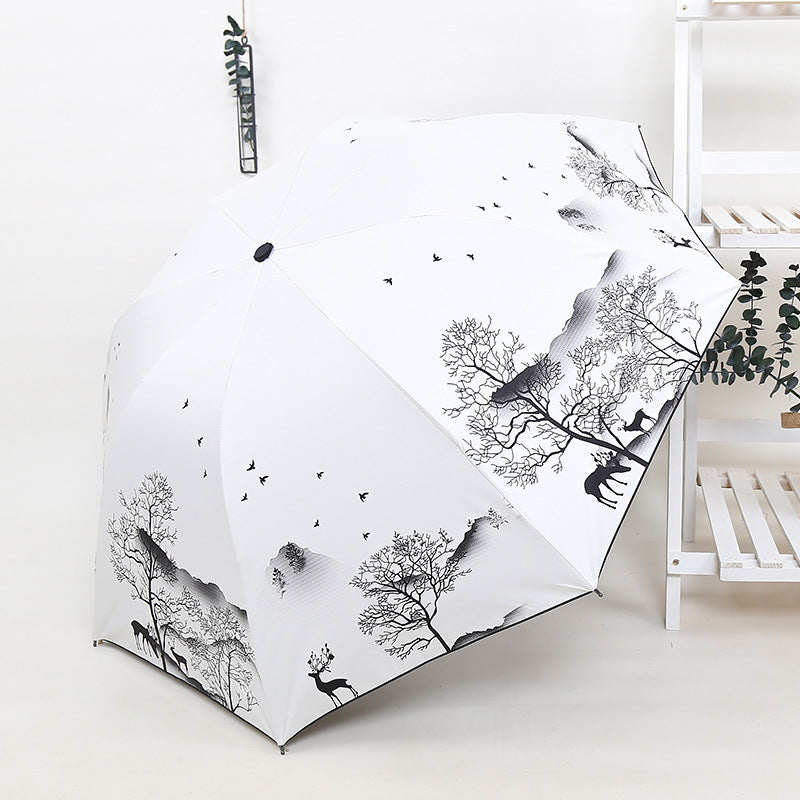 Ladies Foldable Umbrella with Artistic Nature Design Kalsten
