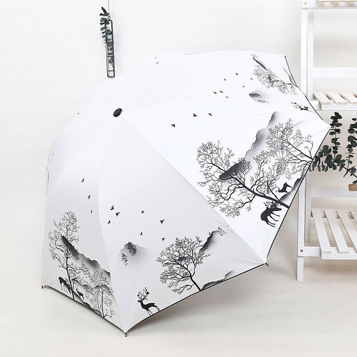 Ladies Foldable Umbrella with Artistic Nature Design Kalsten