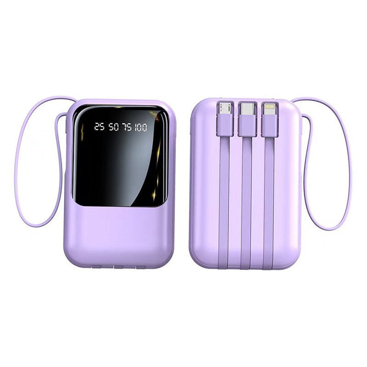 Compact power bank with digital display and integrated charging cables Kalsten