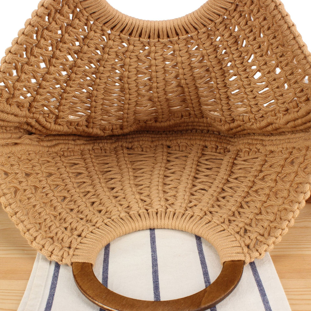 Macramé Handbag with Wooden Handles Kalsten