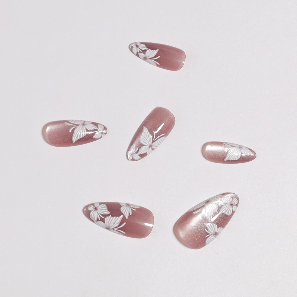Premium Artistic Press-On Nails Set with Floral Accents Kalsten